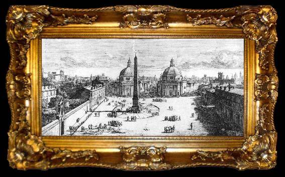 framed  WITTEL, Caspar Andriaans van View of the Piazza del Popolo, Rome, ta009-2